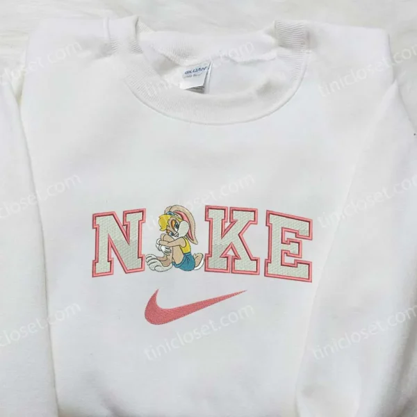 Nike x Lola Bunny Embroidered Shirt, Cartoon Embroidered Shirt, Custom Nike Embroidered Shirt