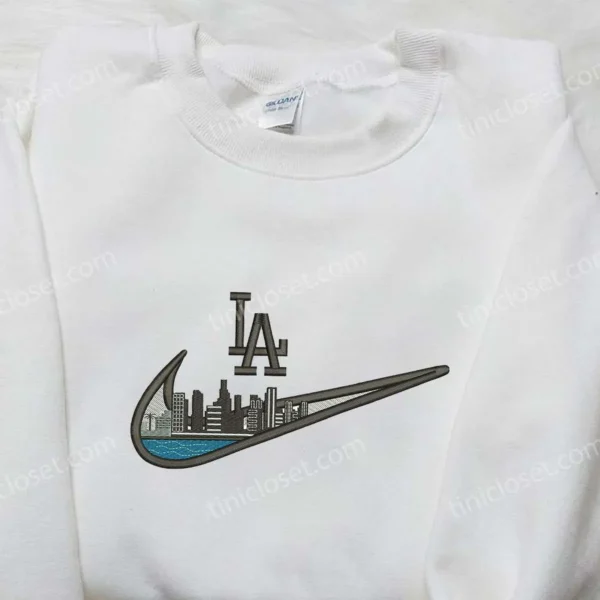 Nike x Los Angeles City Embroidered Shirt, Nature Embroidered Shirt, Nike Inspired Embroidered Shirt