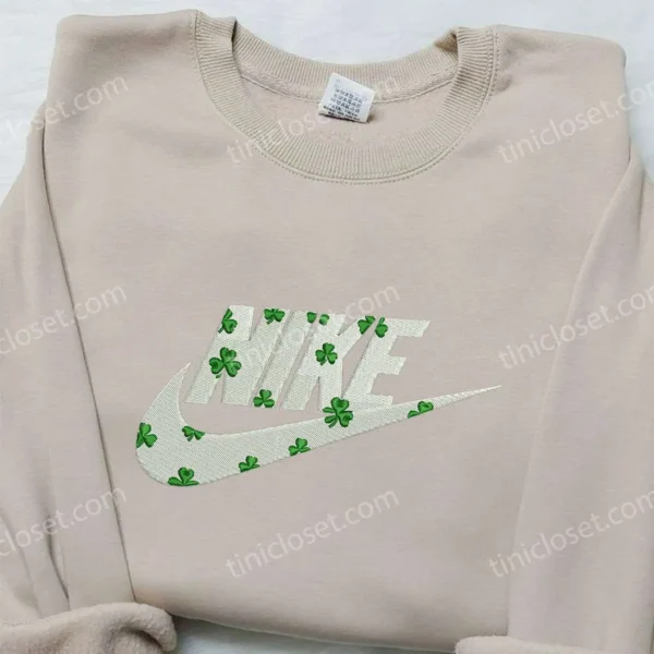 Nike x Lucky Clover Embroidered Shirt, Nike Inspired Embroidered Shirt, Best Gifts for Family