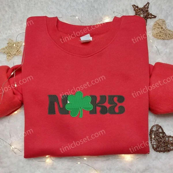 Nike x Lucky Grass Embroidered Shirt, Custom Nike Embroidered Shirt, Best Gifts for Family