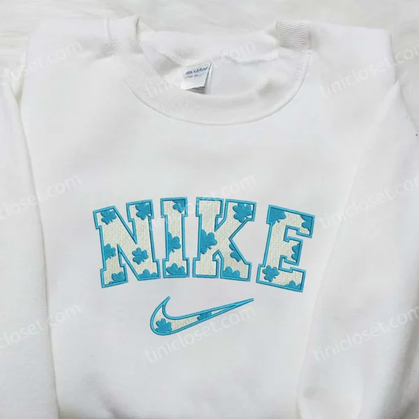 Nike x Lucky Grass Embroidered Shirt, Custom Nike Embroidered Shirt, Best Gifts for Family
