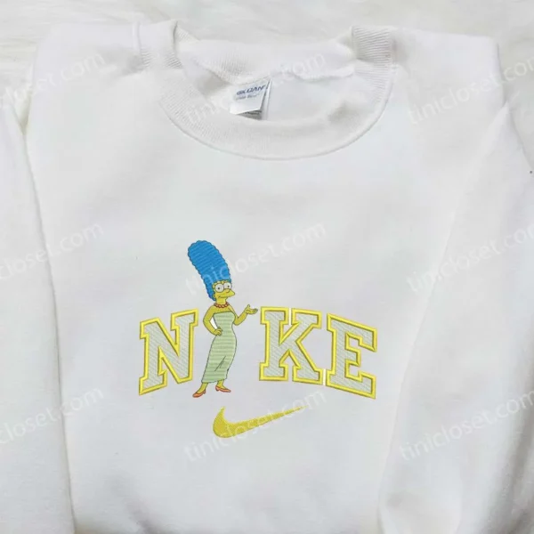 Nike x Marge Simpson Embroidered Sweatshirt, The Simpson Cartoon Embroidered Hoodie, Nike Inspired Embroider T-shirt