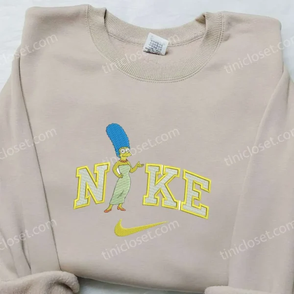 Nike x Marge Simpson Embroidered Sweatshirt, The Simpson Cartoon Embroidered Hoodie, Nike Inspired Embroider T-shirt