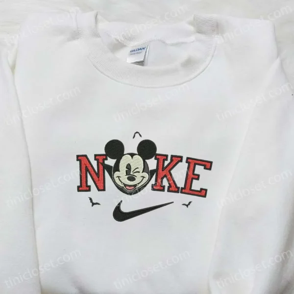 Nike x Mickey Dracula Embroidered Shirt, Disney Halloween Embroidered Shirt, Nike Inspired Embroidered Shirt