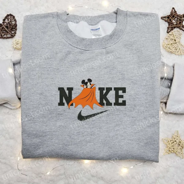 Nike x Mickey Dracula Embroidered Sweatshirt, Walt Disney Characters Embroidered Shirt, Best Halloween Gift Ideas