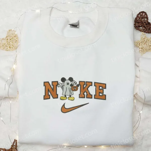 Nike x Mickey Mouse Boo Ghost Embroidered Sweatshirt, Walt Disney Embroidered Shirt, Best Halloween Gift Ideas