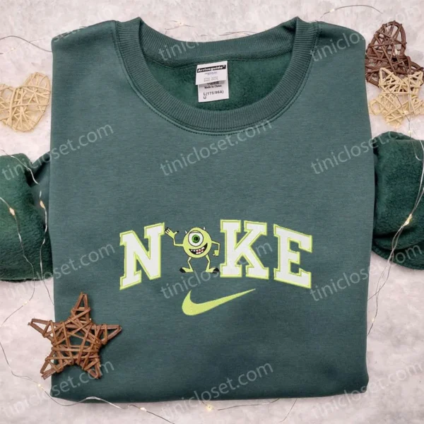 Nike x Mike Wazowski Embroidered Shirt, Disney Monsters Inc. Embroidered Sweatshirt, Best Gifts for Family