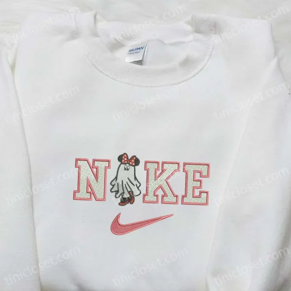 Nike x Minnie Mouse Boo Ghost Embroidered Sweatshirt, Walt Disney Embroidered Shirt, Best Halloween Gift Ideas