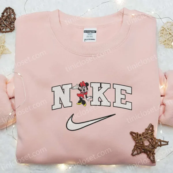 Nike x Minnie Mouse Cartoon Embroidered Sweatshirt, Walt DIsney Characters Embroidered Shirt, Best Gift Ideas for Family