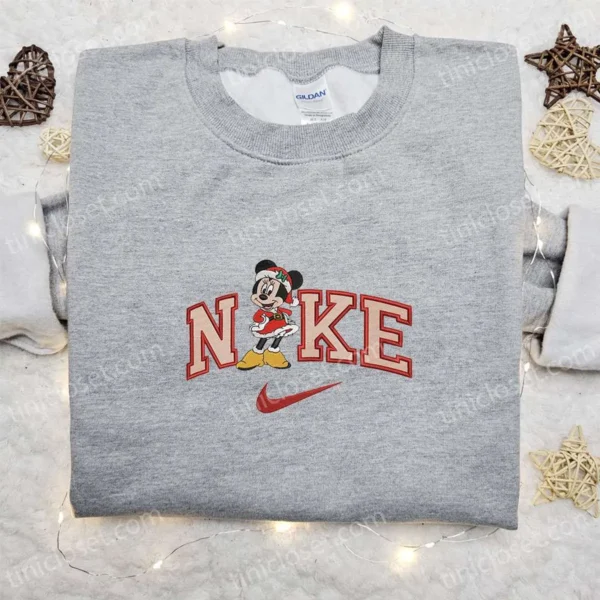 Nike x Minnie Mouse Christmas Embroidered Sweatshirt, Walt Disney Embroidered Shirt, Best Christmas Gift Ideas