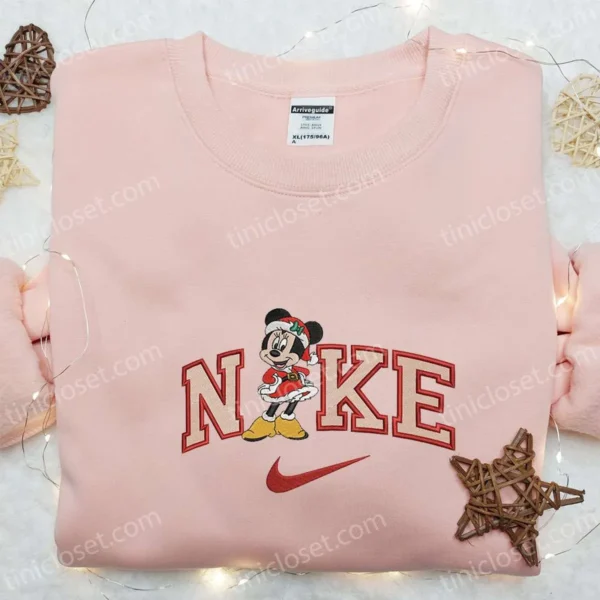 Nike x Minnie Mouse Christmas Embroidered Sweatshirt, Walt Disney Embroidered Shirt, Best Christmas Gift Ideas