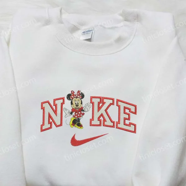 Nike x Minnie Mouse Embroidered Sweatshirt, Walt Disney Embroidered Hoodie, Nike Inspired Embroidered T-shirt