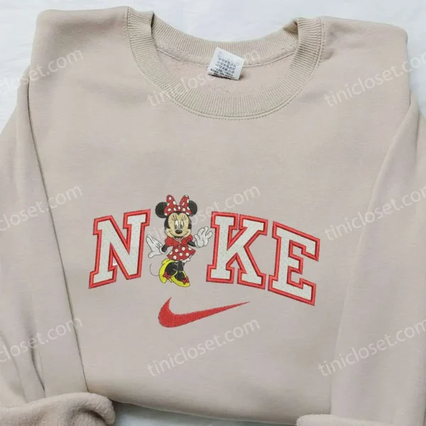 Nike x Minnie Mouse Embroidered Sweatshirt, Walt Disney Embroidered Hoodie, Nike Inspired Embroidered T-shirt