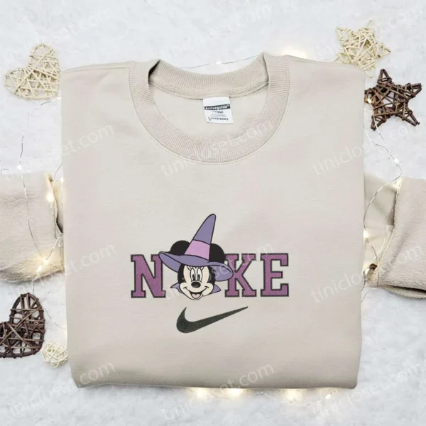 Nike x Minnie Mouse Head Halloween Embroidered Sweatshirt, Walt Disney Characters Embroidered Shirt, Best Halloween Gift Ideas