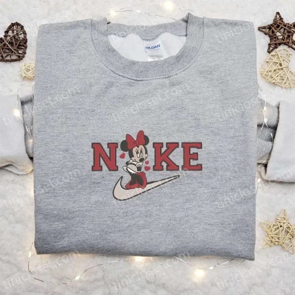Nike x Minnie Mouse Loves Embroidered Sweatshirt, Disney Plus Embroidered Shirt, Best Gift Ideas For All Occasions