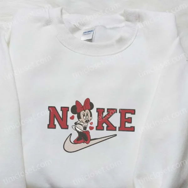 Nike x Minnie Mouse Loves Embroidered Sweatshirt, Disney Plus Embroidered Shirt, Best Gift Ideas For All Occasions