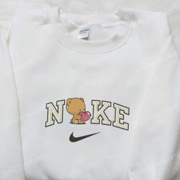 Nike x Mocha Bear Love Embroidered Sweatshirt, Milk and Mocha Cartoon Embroidered Shirt, Best Valentine Gift Ideas