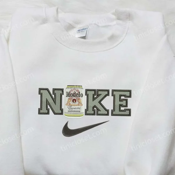 Nike x Modelo Especial Embroidered Shirt, Favorite Drink Embroidered Shirt, Custom Nike Embroidered Shirt