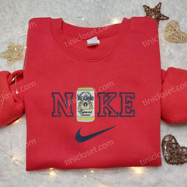 Nike x Modelo Especial Embroidered Shirt, Favorite Drink Embroidered Shirt, Nike Inspired Embroidered Shirt