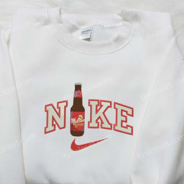 Nike x Molson Export Beer Embroidered Shirt, Favorite Food and Drink Embroidered Shirt, Nike Inspired Embroidered Shirt