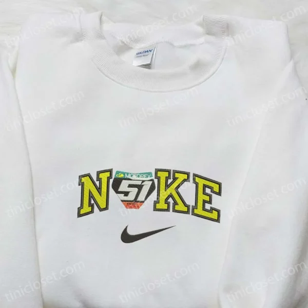 Nike x Motorex 51 Embroidered Sweatshirt, Transportation Embroidered Shirt, Best Gift Ideas