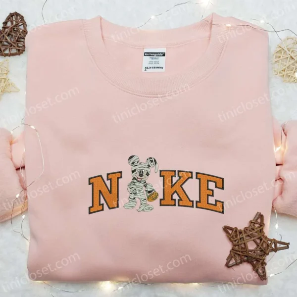 Nike x Mummy Mickey Embroidered Shirt, Disney Halloween Embroidered Hoodie, Nike Inspired Embroidered Sweatshirt