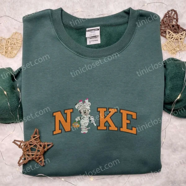 Nike x Mummy Minnie Witches Embroidered Shirt, Disney Halloween Embroidered Hoodie, Nike Inspired Embroidered Sweatshirt