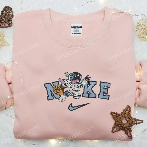 Nike x Mummy Stitch Embroidered T-shirt, Disney Halloween Embroidered Hoodie, Nike Inspired Embroidered Sweatshirt