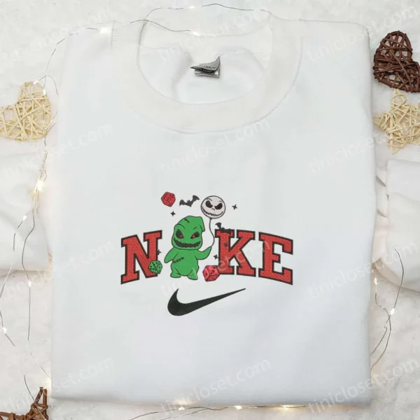 Nike x Oogie Boogie Jack Balloon Embroidered Sweatshirt, Horror Movie Halloween Embroidered Shirt, Best Halloween Gift Ideas