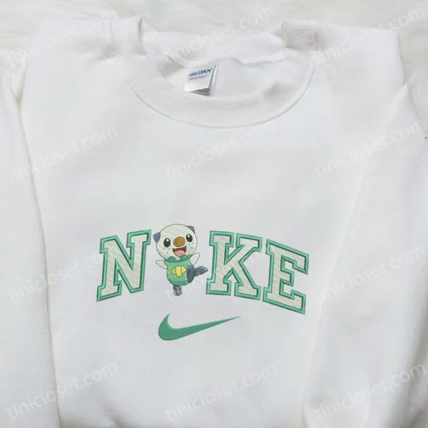 Nike x Oshawott Embroidered Hoodie, Pokemon Embroidered Shirt, Nike Inspired Embroidered T-shirt