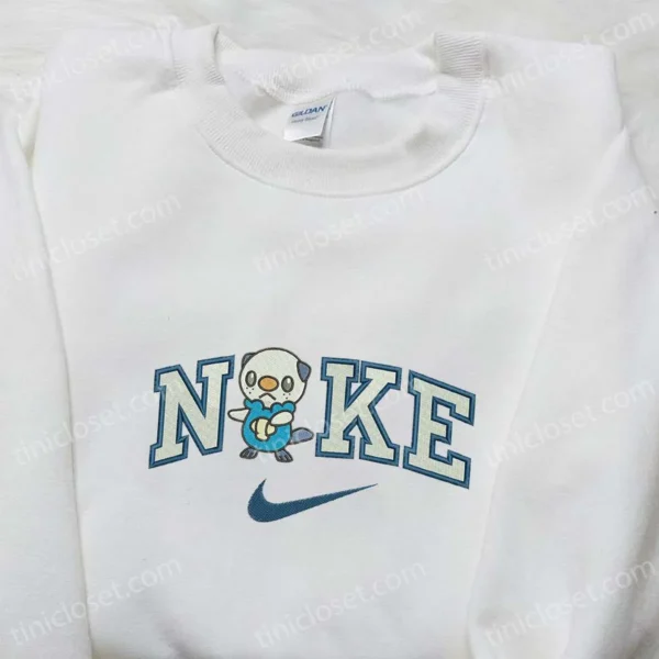 Nike x Oshawott Embroidered Hoodie, Pokemon Embroidered Sweatshirt, Nike Inspired Embroidered T-shirt