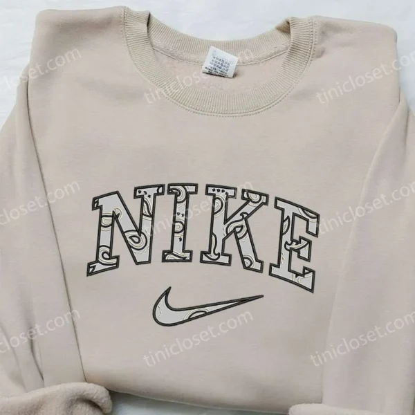 Nike x Paisley Pattern Embroidered Sweatshirt, Nike Inspired Embroidered Shirt, Best Birthday Gifts Ideas
