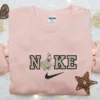 Nike x Patrick Star Cartoon Embroidered Hoodie, Disney Characters Embroidered Shirt, Nike Inspired Embroidered T-shirt