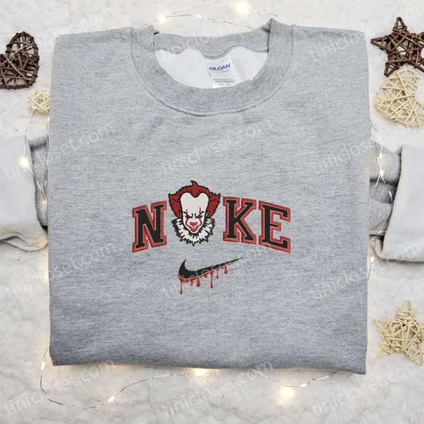 Nike x Pennywise Embroidered Sweatshirt, IT Movie Embroidered Shirt, Best Halloween Gift Ideas