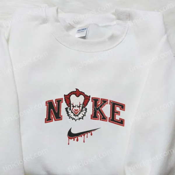 Nike x Pennywise Embroidered Sweatshirt, IT Movie Embroidered Shirt, Best Halloween Gift Ideas