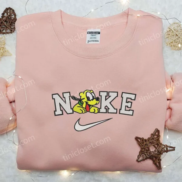 Nike x Pluto Embroidered Sweatshirt, Mickey Mouse Disney Embroidered Shirt, Nike Inspired Embroidered Shirt