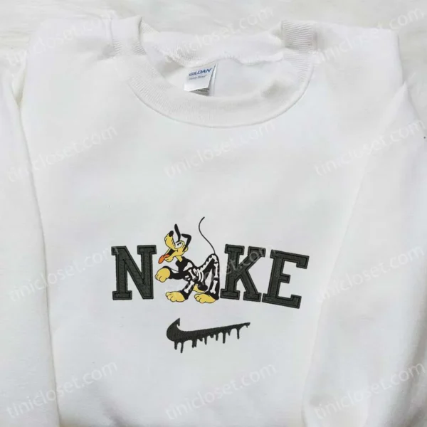 Nike x Pluto Skeleton Halloween Embroidered Sweatshirt, Walt Disney Characters Embroidered Shirt, Best Halloween Gift Ideas