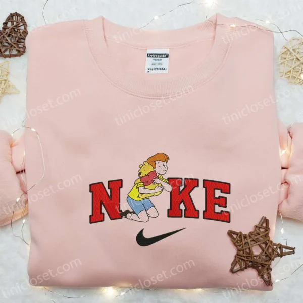 Nike x Pooh Hug Embroidered Hoodie, Disney Characters Embroidered Sweatshirt, Nike Inspired Embroidered Shirt
