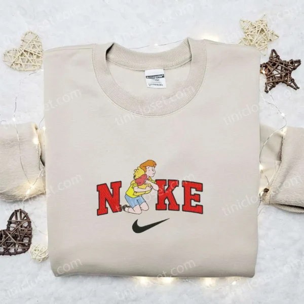 Nike x Pooh Hug Embroidered Hoodie, Disney Characters Embroidered Sweatshirt, Nike Inspired Embroidered Shirt