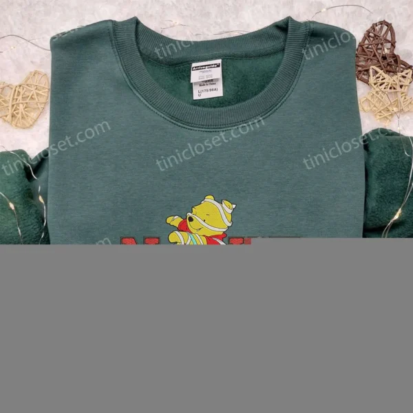 Nike x Pooh Mummy Embroidered Shirt, Adorable Halloween Embroidered Shirt, Nike Inspired Embroidered Shirt