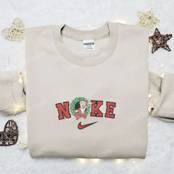 Nike x Porky Pig Santa Claus Embroidered Sweatshirt, Nike Inspired Embroidered Hoodie, Best Christmas Gifts for Family