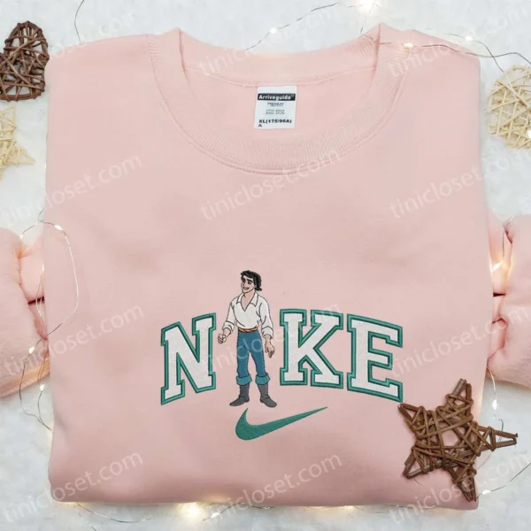Nike x Prince Eric Embroidered Sweatshirt, The Little Mermaid Disney Embroidered Shirt, Best Gift Ideas