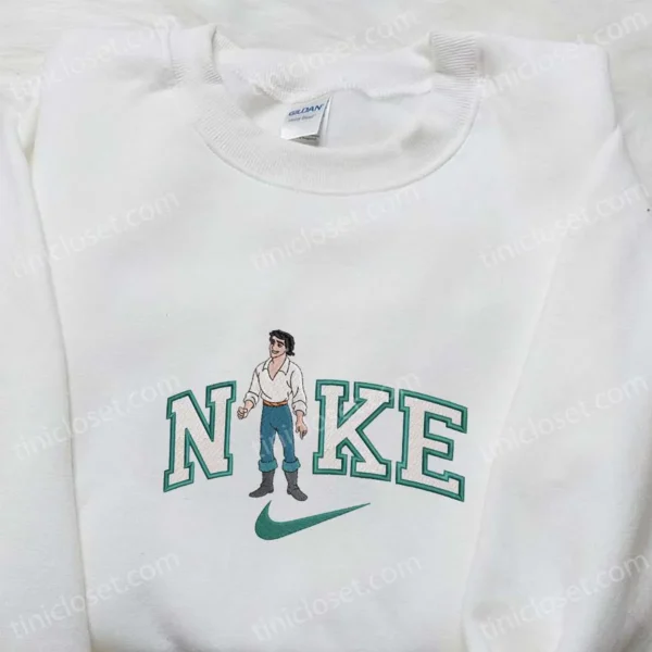 Nike x Prince Eric Embroidered Sweatshirt, The Little Mermaid Disney Embroidered Shirt, Best Gift Ideas