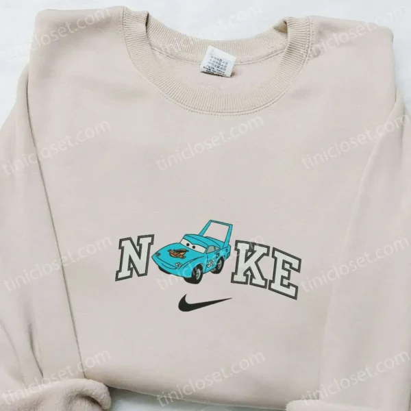 Nike x Strip The King Weathers Embroidered T-shirt, Pixar Cars Disney Cartoon Embroidered Sweatshirt, Nike Inspired Embroidered Hoodie