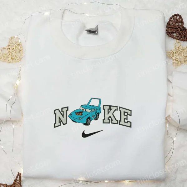 Nike x Strip The King Weathers Embroidered T-shirt, Pixar Cars Disney Cartoon Embroidered Sweatshirt, Nike Inspired Embroidered Hoodie