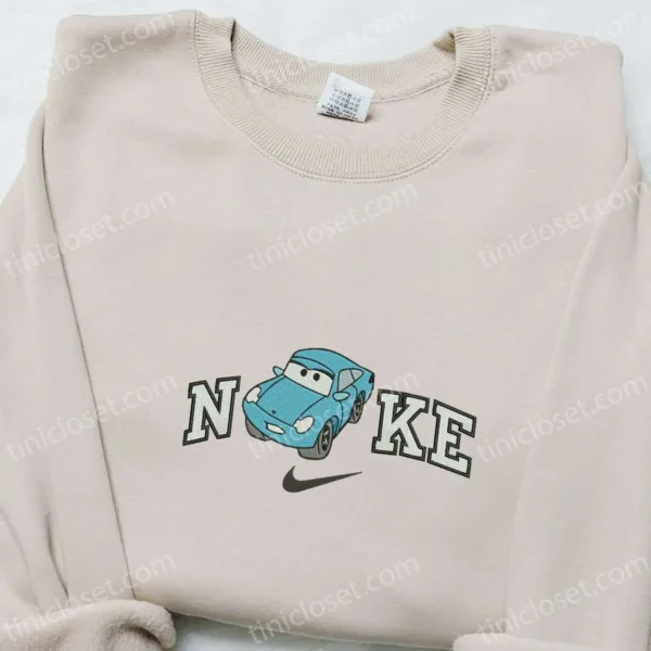 Nike x Strip Weathers Cars Embroidered Sweatshirt, Disney Pixar Cars Embroidered Hoodie, Custom Nike Embroidered T-shirt