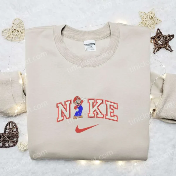 Nike x Super Mario Game Embroidered Sweatshirt, Nike Inspired Embroidered Shirt, Best Gift Ideas