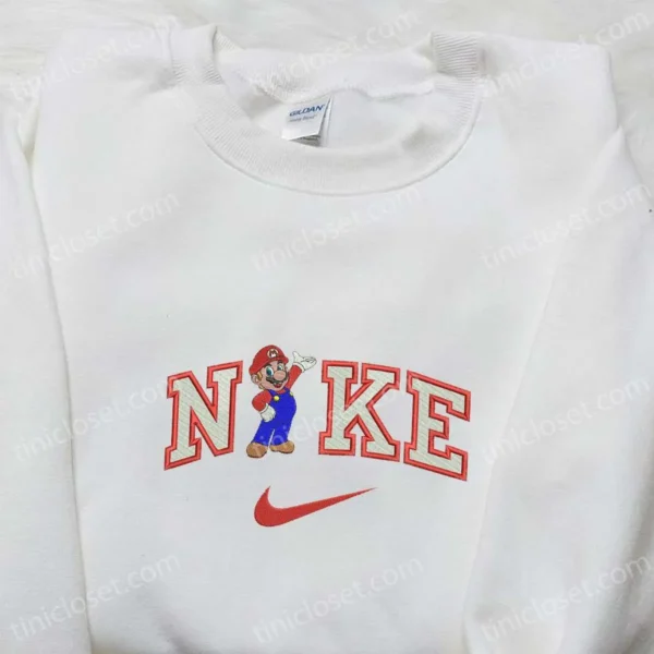 Nike x Super Mario Game Embroidered Sweatshirt, Nike Inspired Embroidered Shirt, Best Gift Ideas