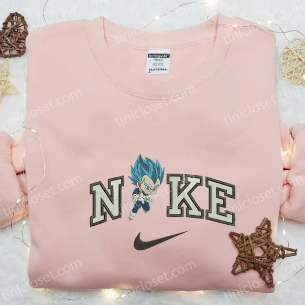 Nike x Super Saiyan God Vegeta Anime Embroidered Hoodie, Dragon Ball Embroidered Hoodie, Best Birthday Gift Ideas