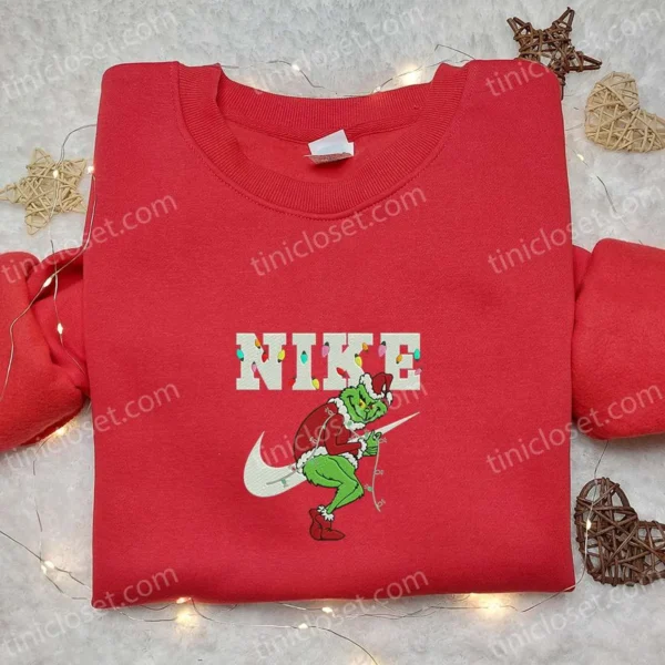 Nike x The Grinch Christmas Movie Embroidered Sweatshirt, Christmas Embroidered Shirt, Best Christmas Gift Ideas